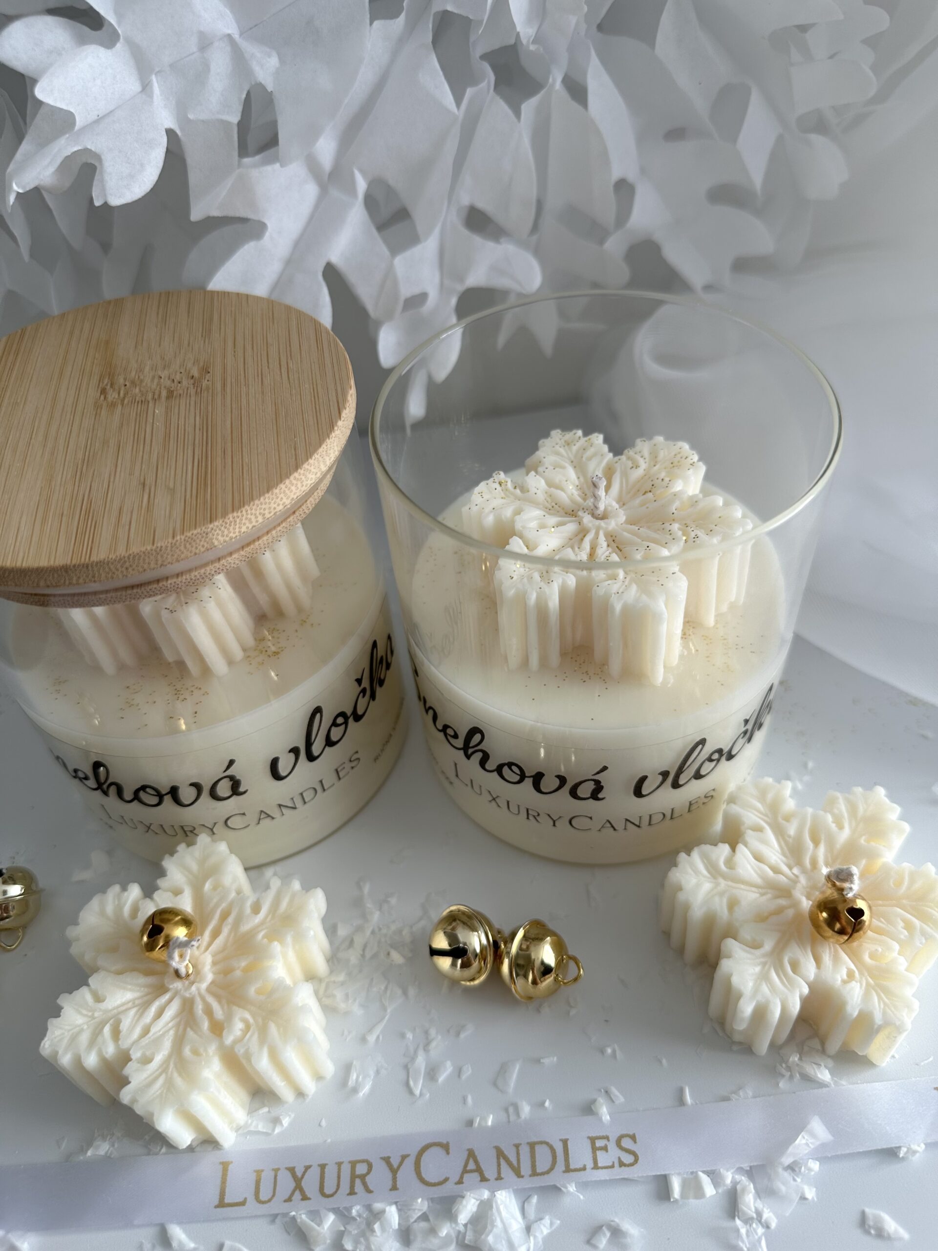 Sviečka v skle Snehová vločka – Obrázok 2