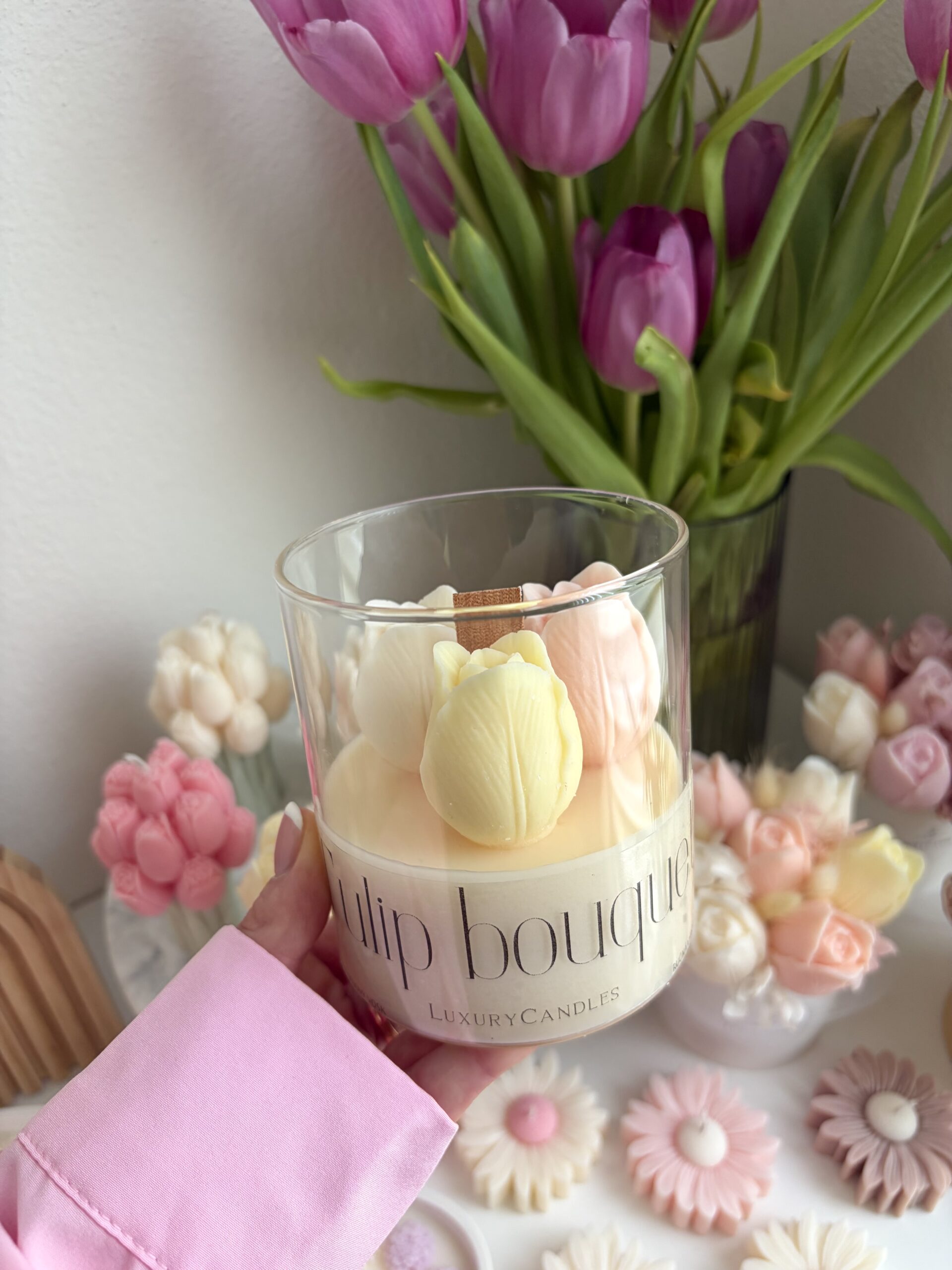 Tulipány v skle farebný mix žltá – Obrázok 3