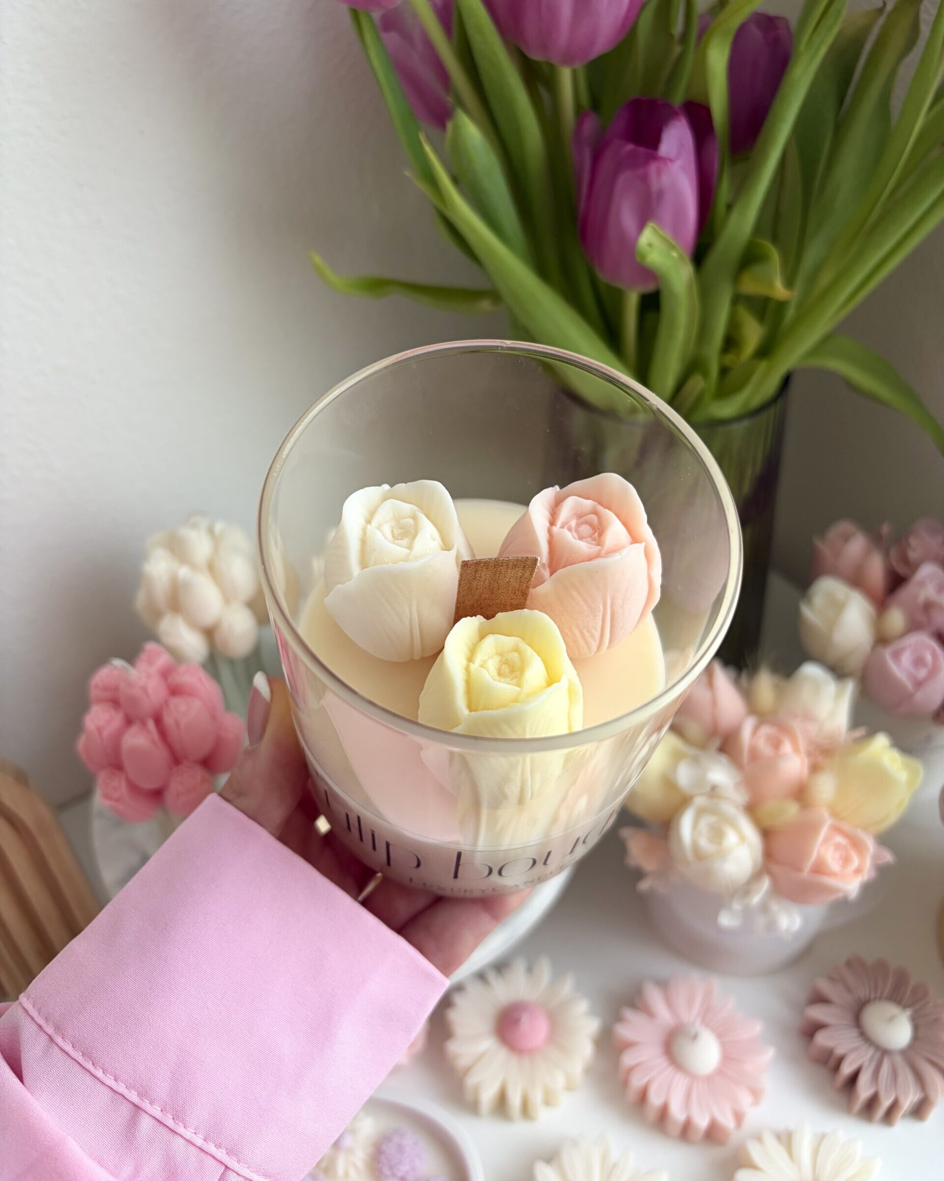 Tulipány v skle farebný mix žltá