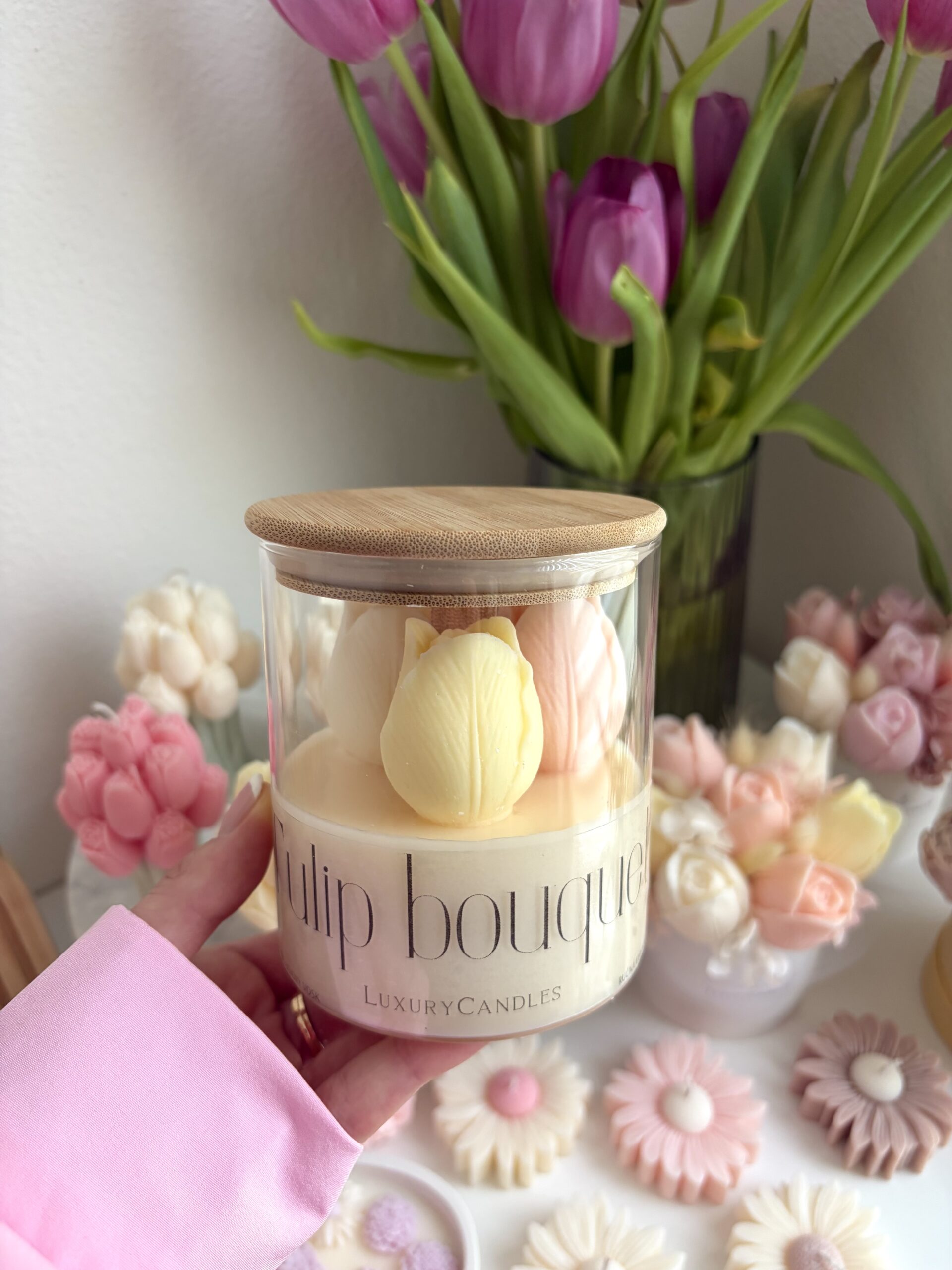 Tulipány v skle farebný mix žltá – Obrázok 2