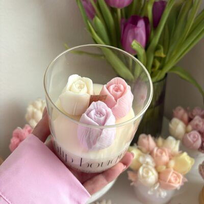 Tulipány v skle farebný mix ružová